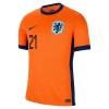 Camisola Holanda Frenkie de Jong 21 Homen Equipamento 1ª Euro 2024